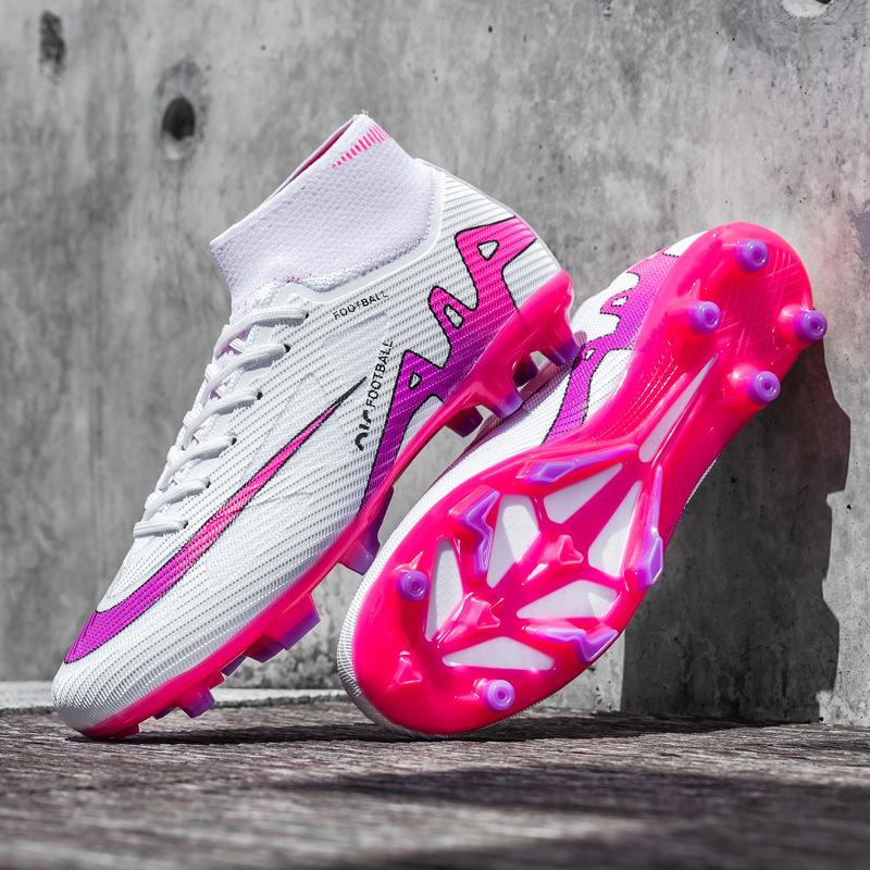 

Новые бесшовные футбольные бутсы из летучего трикотажа, мужские высокие, молодежные, взрослые тренировочные бутсы, длинные шипы TF, короткие сломанные шипы 40