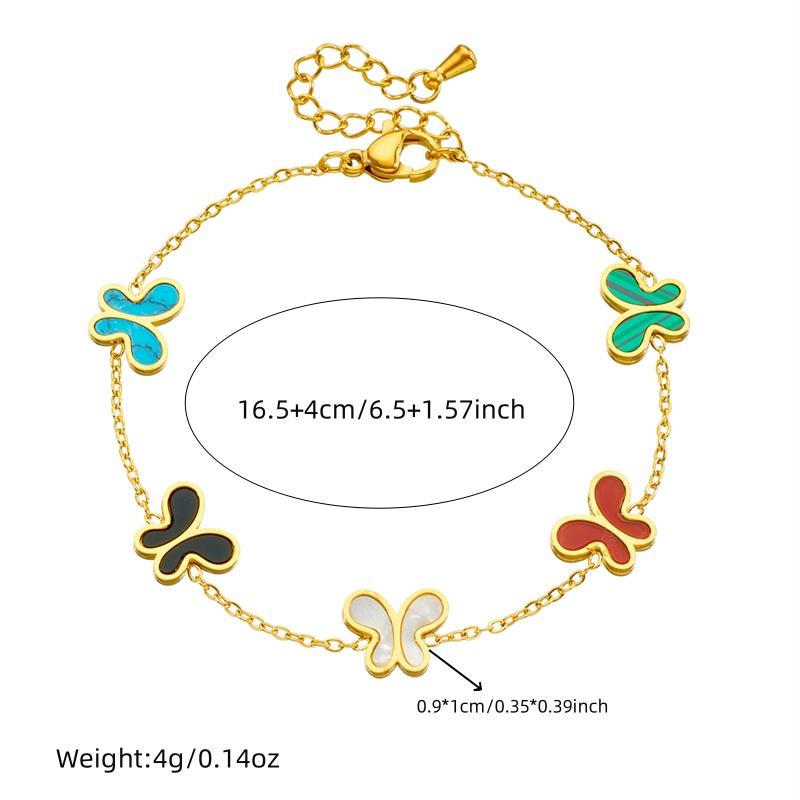 DIEYURO 316L Stainless Steel Colorful Shells Patterned Butterfly Necklace Earrings Bracelet Suit Girl New Trend Jewelry Gift Set