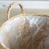 Natural Fiber Plant Containers Woven Seagrass Pot with Handle, Built-in Plastic Film Lining Eco-friendly Home Organizers Storage Basket, Rattan Flower