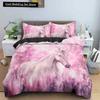 3D Horse Printing Duvet Cover Animal Bedding Set Twin Full Double Queen King Size for Kids Men Black Soft Quilt Cover Pillowcase