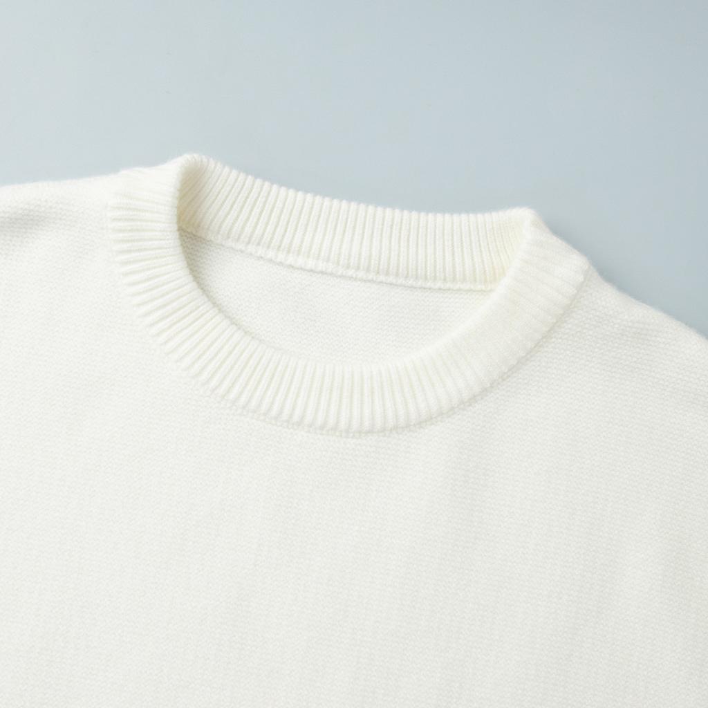Autumn Winter Pure White Sweater Women's Round Neck Lazy Pullover Temperament Simple Comfortable Knitted Undercoat Top