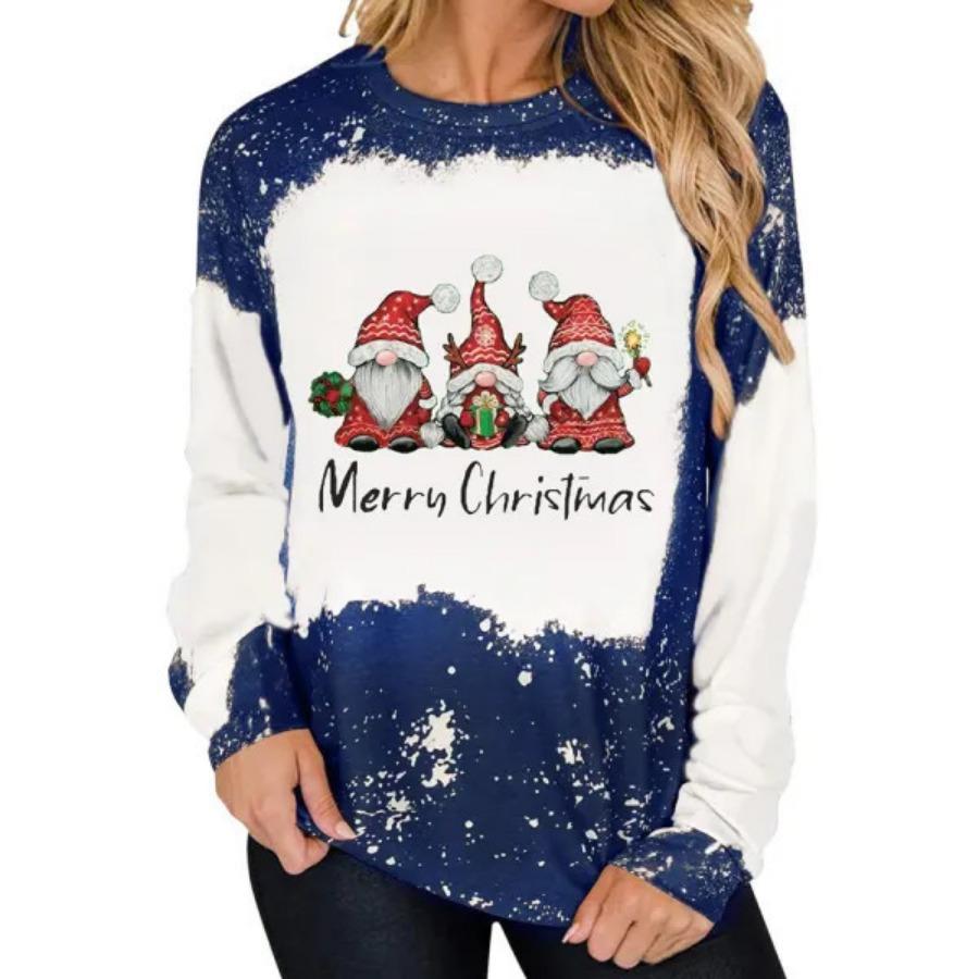 

Женские рождественские топы, повседневная свободная футболка, осенний женский топ с 3d винтажным 3d принтом 5XL