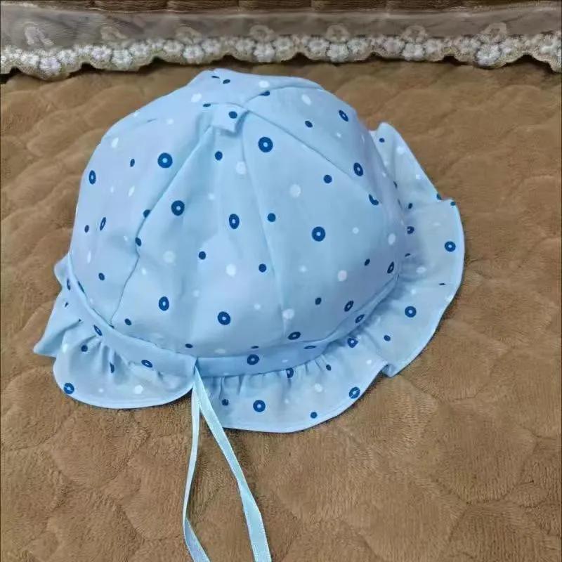 

WTEMPO Beach Sunscreen Cloth Hats Female Summer Big Brim Dot Printed Sun Hats Seaside Travel Holiday Foldable Hats 1pc синий