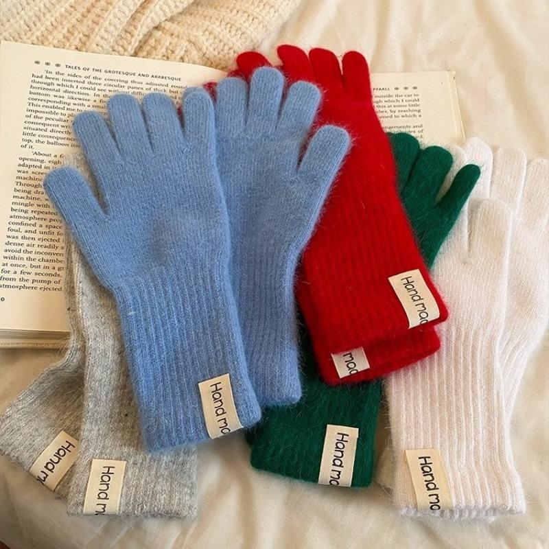 Wind Rabbit Plush Cute Warm Knitted Wool Gloves Long Girl Pink Thickened Soft Cold-proof