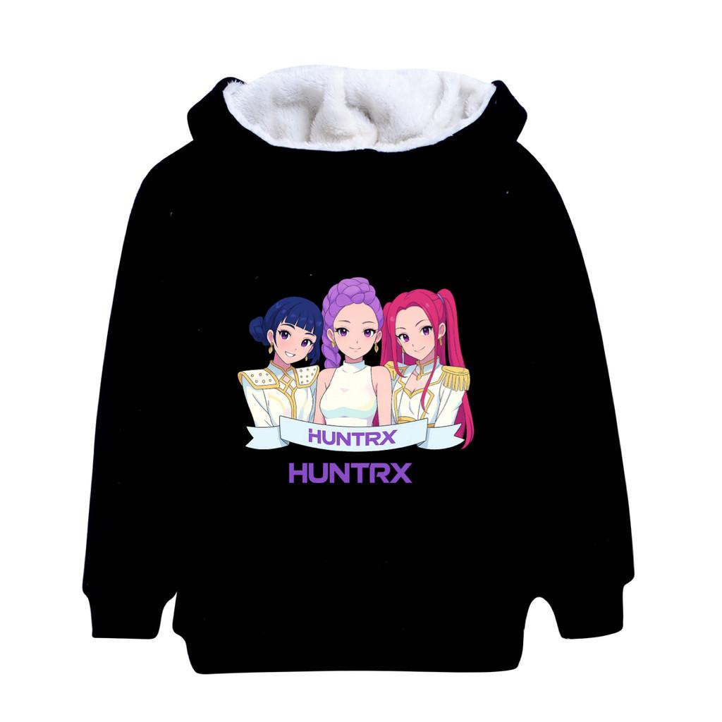 5026 Kids Girls Kpop Zoey Mira Rumi Print Huntrix Long Sleeves Velvet Warm Clothes Jacket