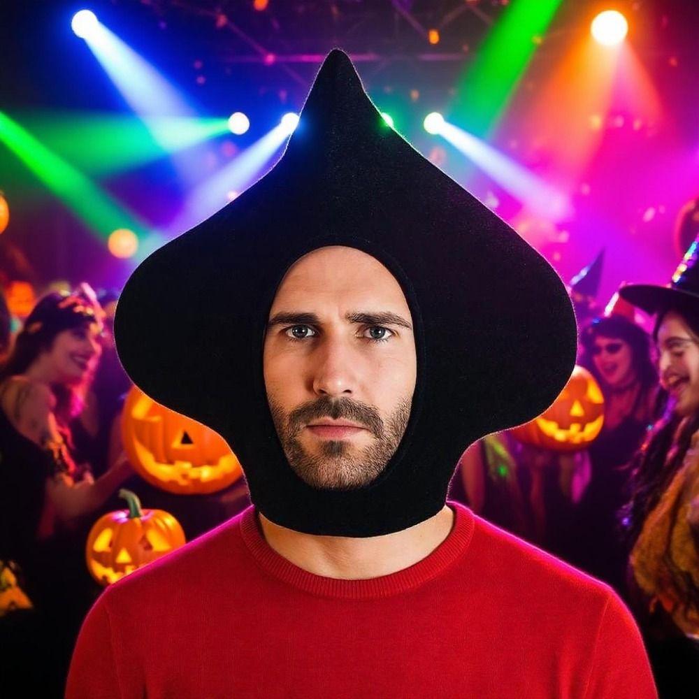 Měkký Halloweenský Klobouk Pohodlná Dekorativní Černá Pokrývka Hlavy Teplý Klobouk Eso Pikové Děti