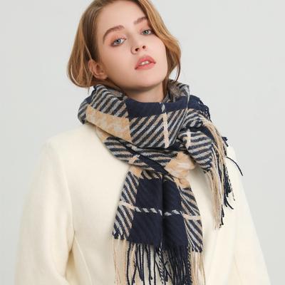 Dicke Damen Karoschals Herbst Winter Warmer Imitationskaschmirschal Lang Quasten Wickelschal Damen Schal Wolle Pashmina