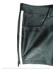 Leather Black Men Short Pants Soft Side Zip Lambskin Gym Sports Boxer Pocket