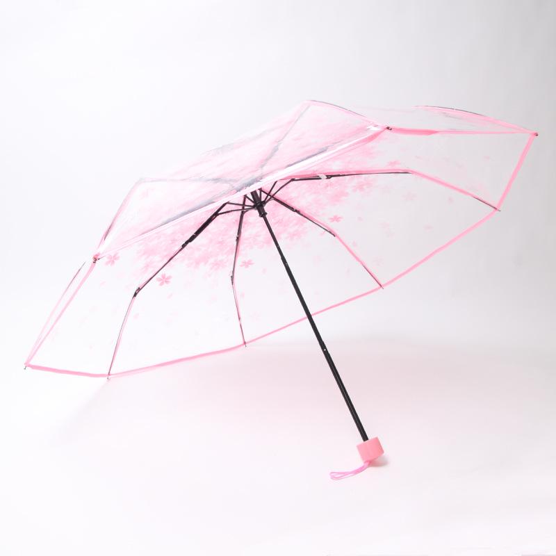 Umbrelă Automată Pliabilă Transparentă cu Flori de Cireș pentru Toate Condițiile Meteorologice - Ideală pentru Studenți