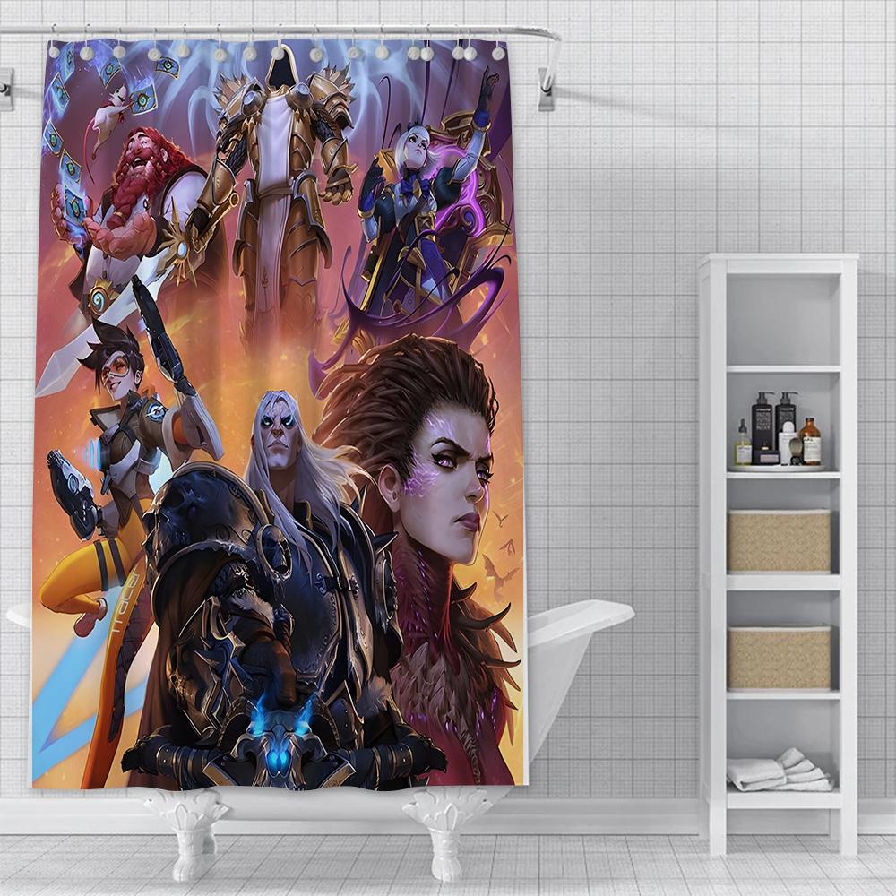 Shower Curtain Waterproof Polyester Fabric Paint Colorful Bath Curtains World Of Warcraft Home Bathroom Decor Curtain With Hook