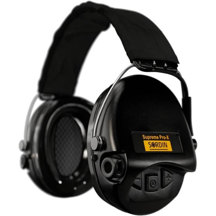 Casque antibruit Sordin Pro-X - 75302-X-02-G-S - EN 352 - Coussin en gel,Ruban de tissu capsules noires