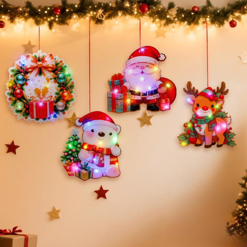 2025 Christmas Luminous Door Hanging Decorations Christmas Home Diy Decorations Scene Layout Decorations