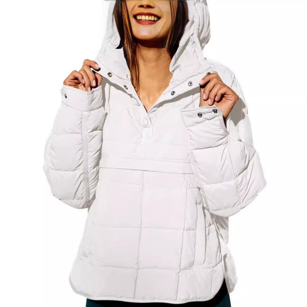 Damen Baumwolljacke in Unifarbe mit Kapuze, locker geschnitten, langärmlig, Baumwoll-Pulloverjacke, lässig, Kapuzenjacke