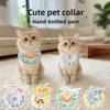 Pet Wet Towel with Cartoonish Cute Cat Pattern, Knitted Collar for Dogs, Dog Bib Wet Towel, Adjustable Elastic Straps