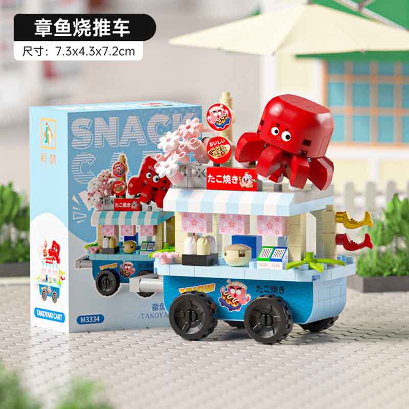 Moc City Street View Food Street Stall Car Model Assembly Diy Building Blocks Children'S Puzzle Birthday Toys Gifts