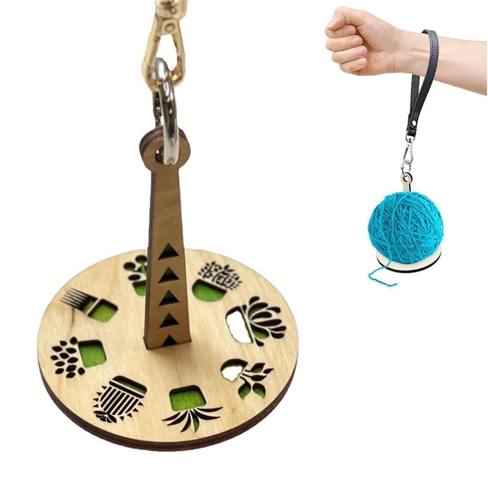 

Портативный набор держателей для пряжи на запястье - идеальный органайзер для пряжи с ремешком на запястье и деревянной подставкой - запутывание для легкого вязания крючком и спицами