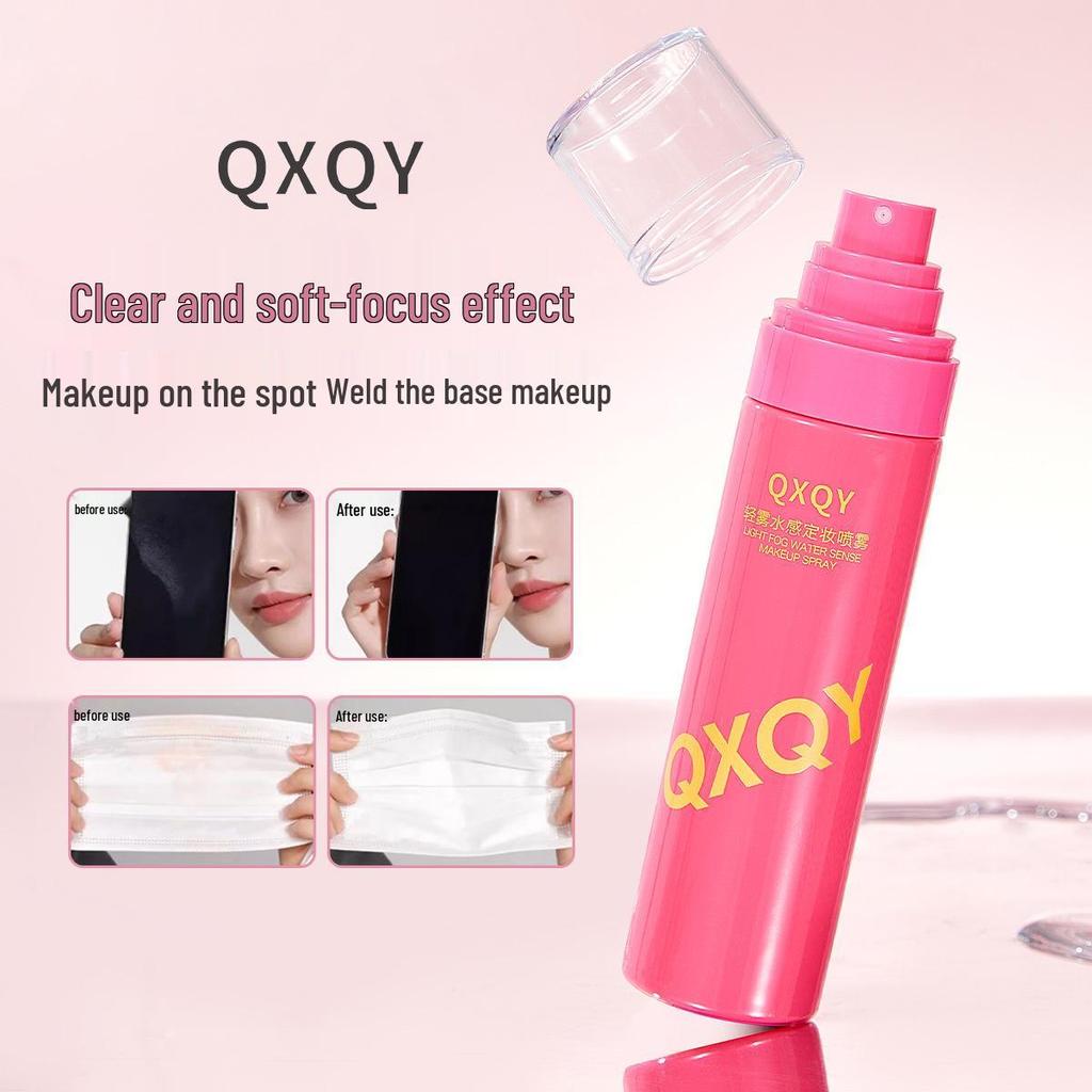 QXQY Makeup Light Mist Setting Spray - Oil Control, Waterproof, Sweatproof, Long-Lasting, No Smudge, Watery Glow, Fast-Drying Film.