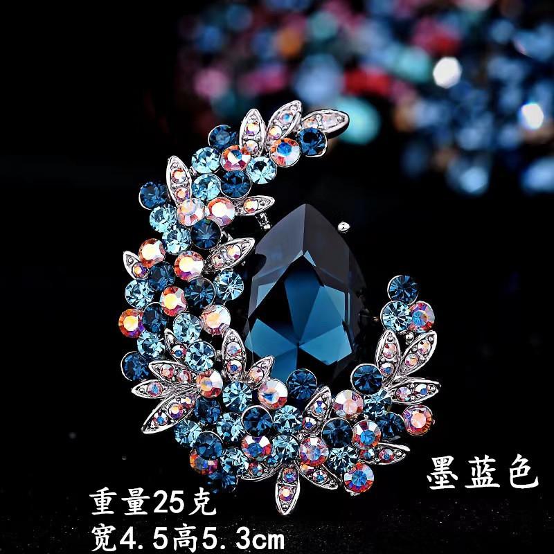 Court Vintage Luxury Crystal Brooch, Exquisite Fashion Coat Suit Accessories Women's Clothing Shawl Buckle Pin