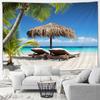 Seaside Beach Tapestry Island Coconut Tree Sunbed Hawaii Ocean Landscape Fabric Home Living Room Garden Decoration Wall Hanging