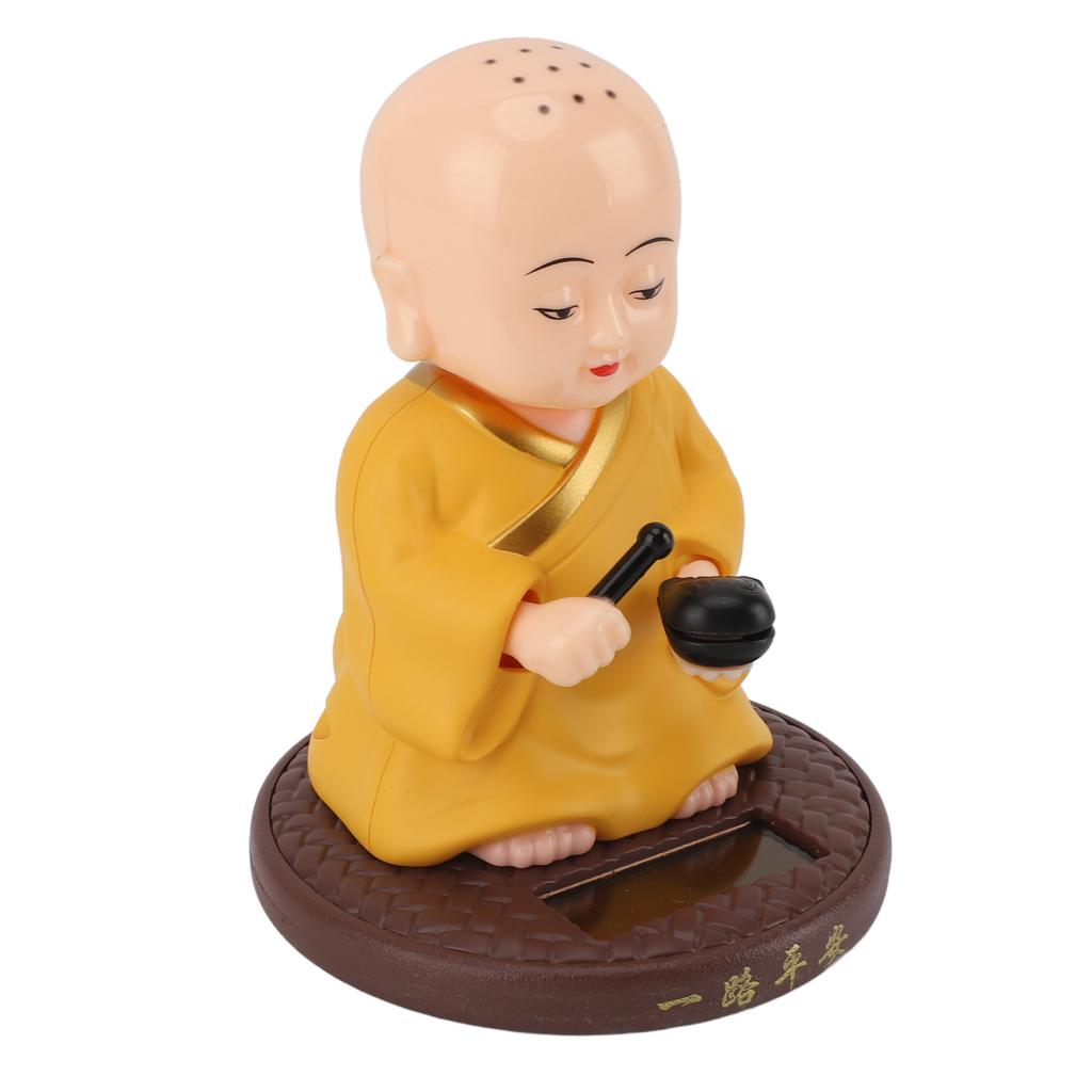 Solar Little Monk Figurine Automatic Head Shaking Decorative Funny Statue Ornament for   Car Dashboard Home