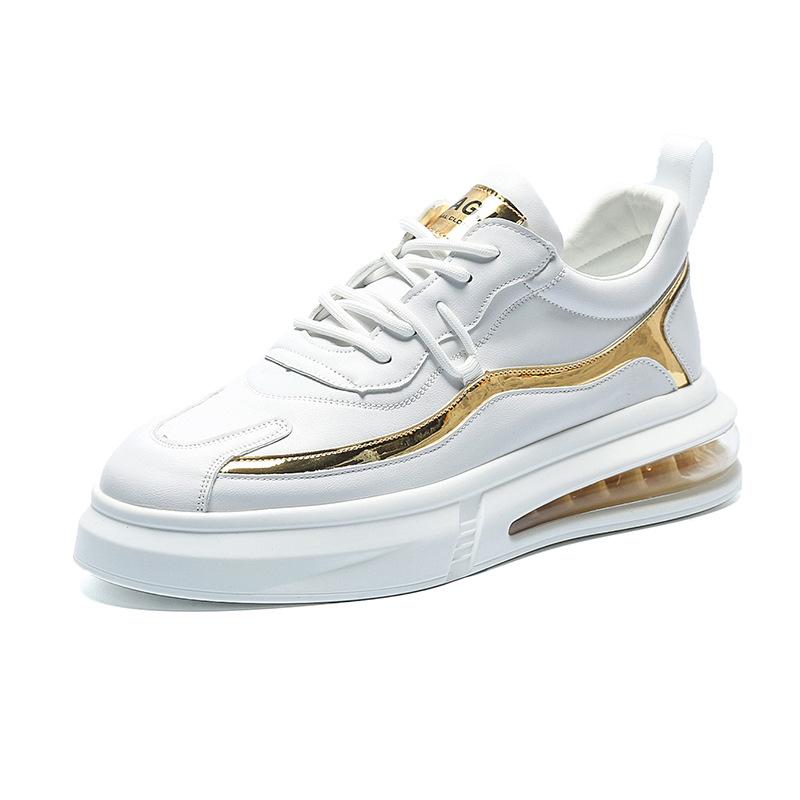 Men's shoes new air cushion board shoes men's two-color splicing process trend versatile men's shoes heightening white shoes spot