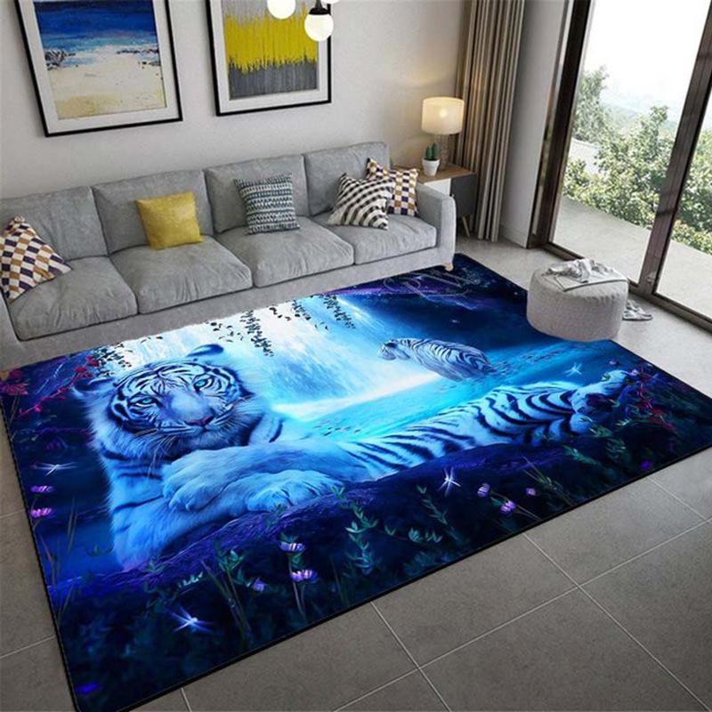 3D Animal Tiger Carpet Living Room Carpet Tea Table Sofa Floor Mat Living Room Hallway Rugs Bathroom Bath Non Slip Door Mats