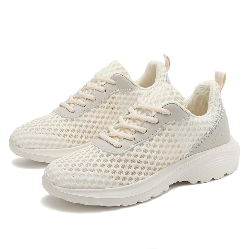 Summer Gray Women Casual Shoes Sports Mesh Breathable Summer Fashion Walking Shoes White Sneakers Big Size 42Ladies Flat Trainer