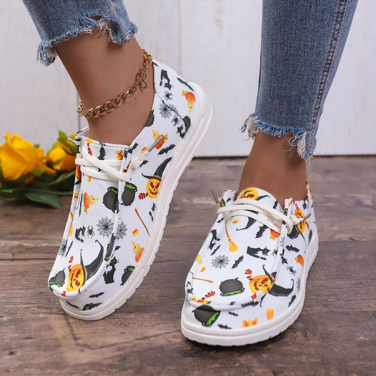 

Модные женские туфли Pumpkin Flat Shoes Retro на шнуровке для спорта, ходьбы, кроссовки Slip on Casual Comfort, легкие, для улицы, для Хэллоуина 36