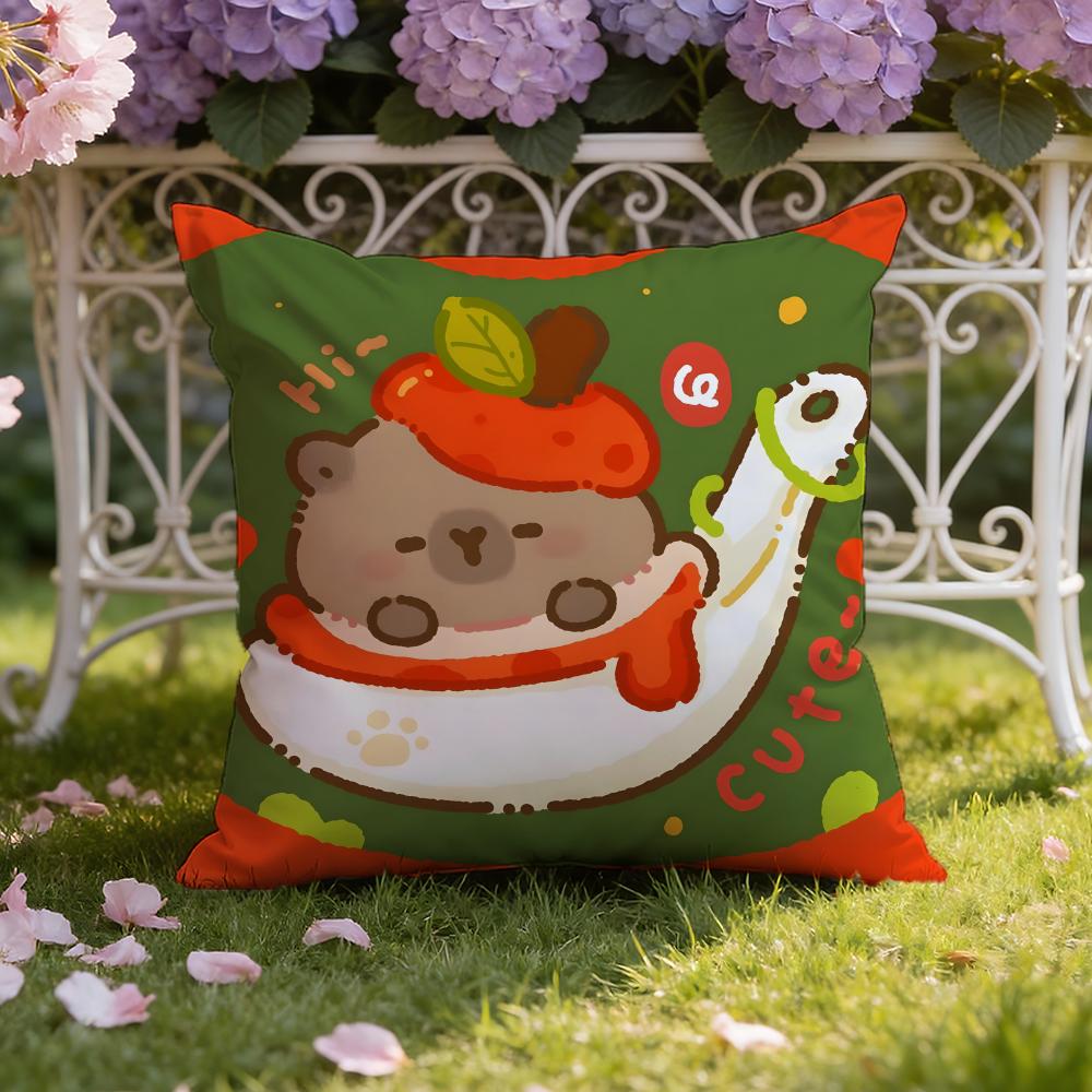 Cute C-Capybara Cushion Cover Home & Car Dual-Scene Pillow Cover: Reversible for Premium Comfort