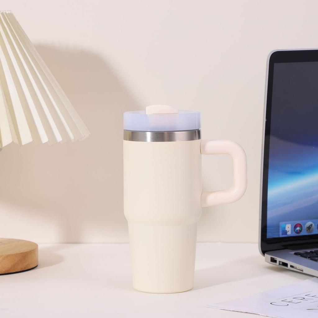 New Double-layer Vacuum 14oz Car Cup Large Capacity 304 Stainless Steel Thermal Insulation Cup with Portable Handle Water Cup