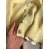 Women's Autumn/Winter Soft Yellow High-Neck Button Knit Cardigan Sweater