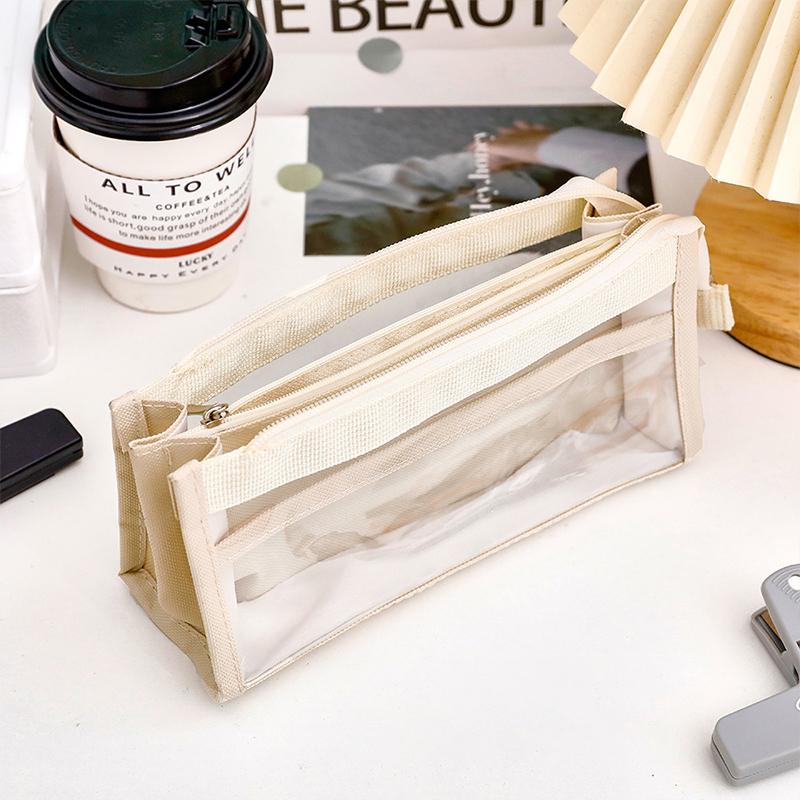 

Cute Large Capacity 6 Layers Waterproof Transparent Pen Case Kawaii Portable Stationery Storage Box For Students Stationery белый