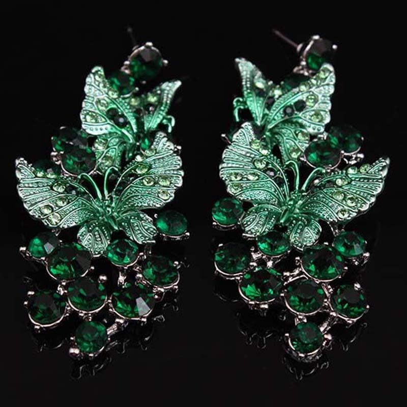 Necklace Earrings Set Butterfly Jewelry for Women Wedding Party Costume Accessories