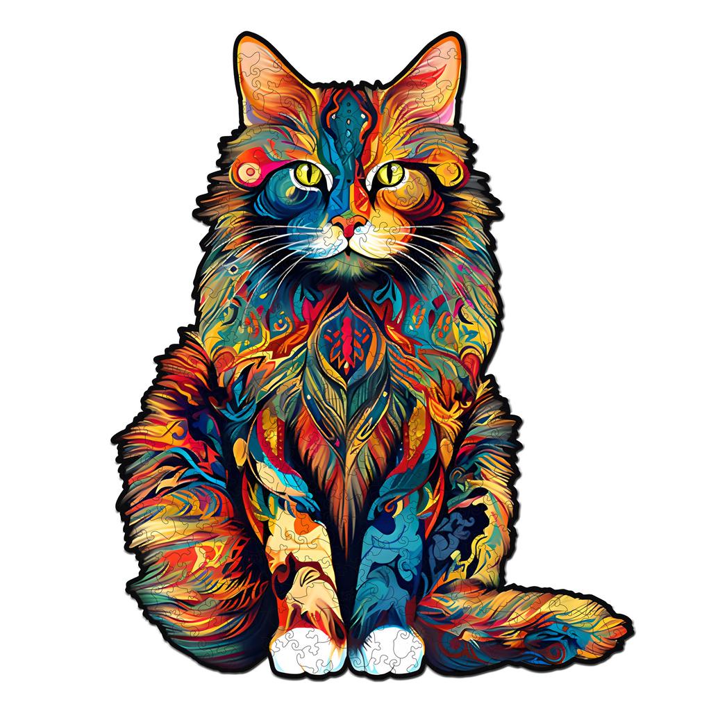 Wooden A4 Size Jigsaw Puzzle with Maine Cat Animals Design Educational Toy for 14 Years & up Under 50 Pieces Easy Difficulty