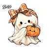 Seasonal Shelf Display Halloween Wooden Ghost Ornament with Pumpkin Pattern, Double Sided Desktop Decoration, Spooky Tiered Tray Decor Decor,