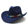Europe, America, autumn and winter new woolen top hat women's snake pattern belt western cowboy jazz hat men's outdoor sun hat top hat