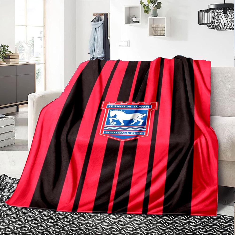Ipswich Town FC Print Flannel Blanket High Quality Warm Comfortable Cover for All Seasons Perfect for Gifts Home Decor