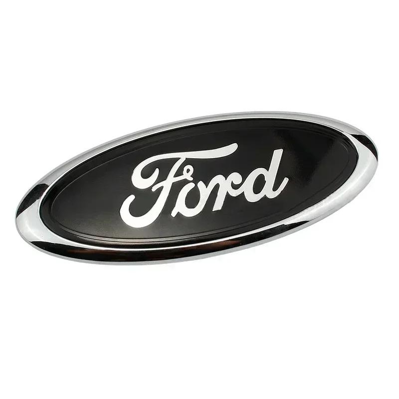 hrkqj5 ABS Car Front Hood Logo Emblem for Ford Mondeo MK4 MK3 MK2 Focus ST Line Fiesta Kuga Transit Escape Rear Trunk Badge Cover Decal