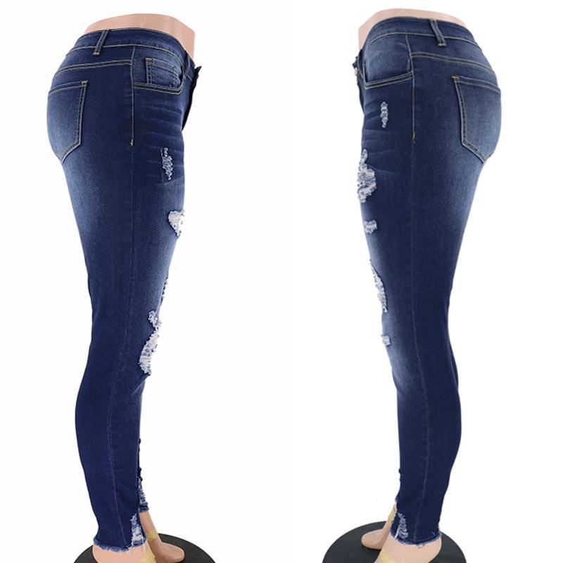 Pantalones vaqueros rasgados pantalones de pie delgados pantalones vaqueros  de mujer comprar a buen precio — entrega gratuita, reseñas reales con fotos  — Joom