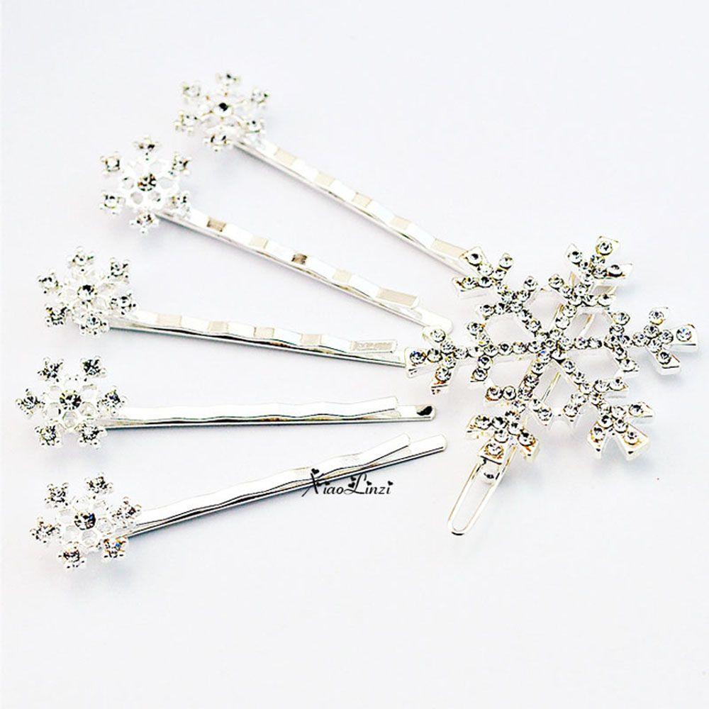 Cute Girls Princess Barrette Comb Snowflake Hairpin Crystal Hair Clip Jewelry