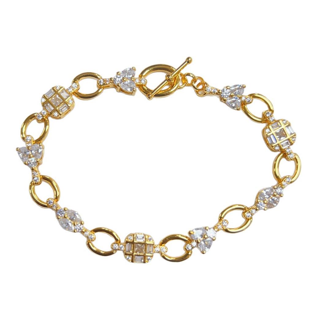 Old Money Stil~Französisch-stiliges ineinandergreifendes Diamant-OT-Schnallen-Armband für Damen, leichter Luxus, Nische, exquisit, High-End, gespleißter Schmuck