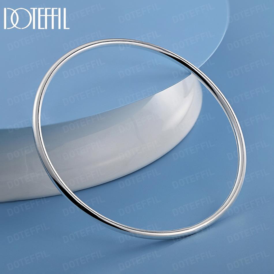 925 Sterling Silver Fashionable 3mm Smooth Bracelet Fashion Wedding Jewelry