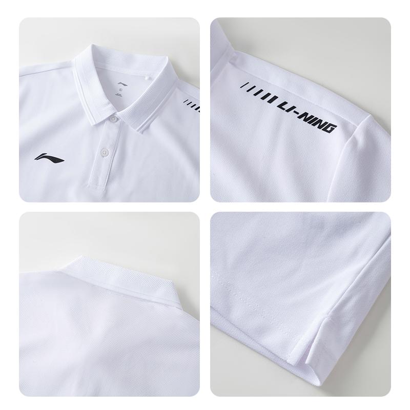 Li Ning Summer Polo Shirt Short Sleeved Men's White APLV417-