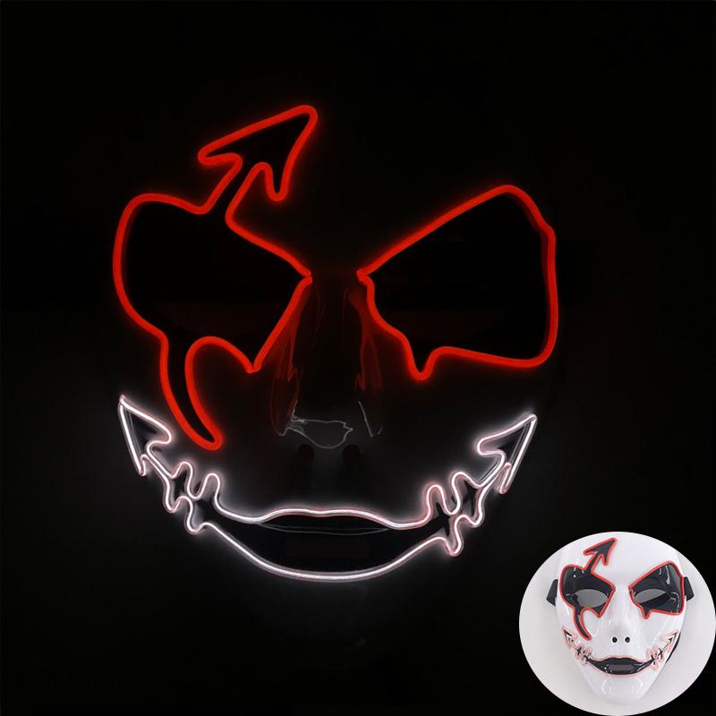 LED Ręcznie malowana Maska Halloween Karnawał Bal maskowy Cosplay Horror Akcesorium Męska Maska Dziwna Maska na twarz Świecąca Maska Disfraz