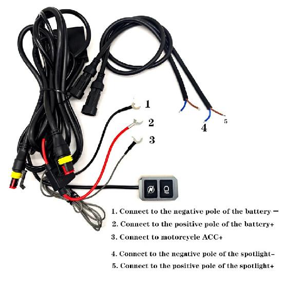 Motorcycle Fog Light Wires Switch 12V 24V Strobe Left And Right Strobe Spotlight Wire Harness Fog Light Driving Lamp Switch Wire