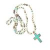 Ethnische Stil Schlüsselbein Kette 8mm Mattierter Natürlicher Stein Kruzifix Anhänger Halskette Verstellbare Länge Halskette für Damen