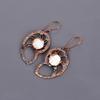 Round Mother Of Pearl Stone Copper Dangling Electroformed Sisters Gift Earrings V-108