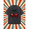 European Size Men's Heavy-Duty Washed Vintage T-Shirt -Dark Grey with Red Cherries - Oversized Streetwear Tee for Halloween, Gothic Parties and Casual