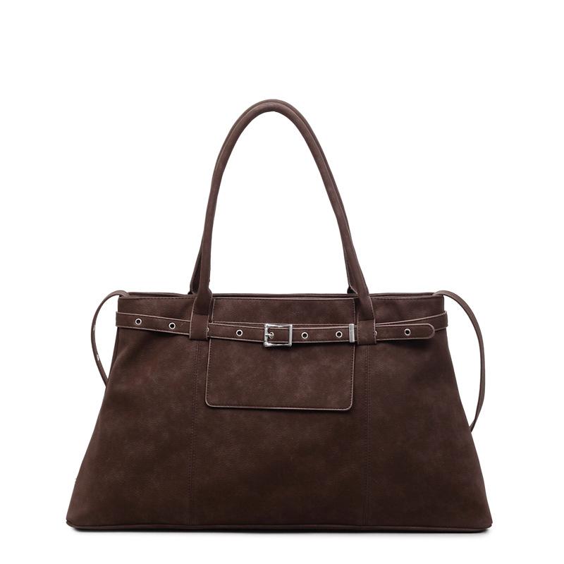 

Big PU Leather Tote Bag Large Capacity Structured Casual Daily Office Commute Fashion 2026 New Trend Simple Handbag for Women темно-коричневого