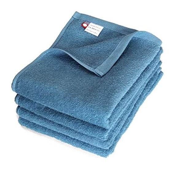 Oruta Face Towel Imabari 4-Piece Set Thin Quick-Dry 200 Momme Made Japan Natural Cotton 100 Navy